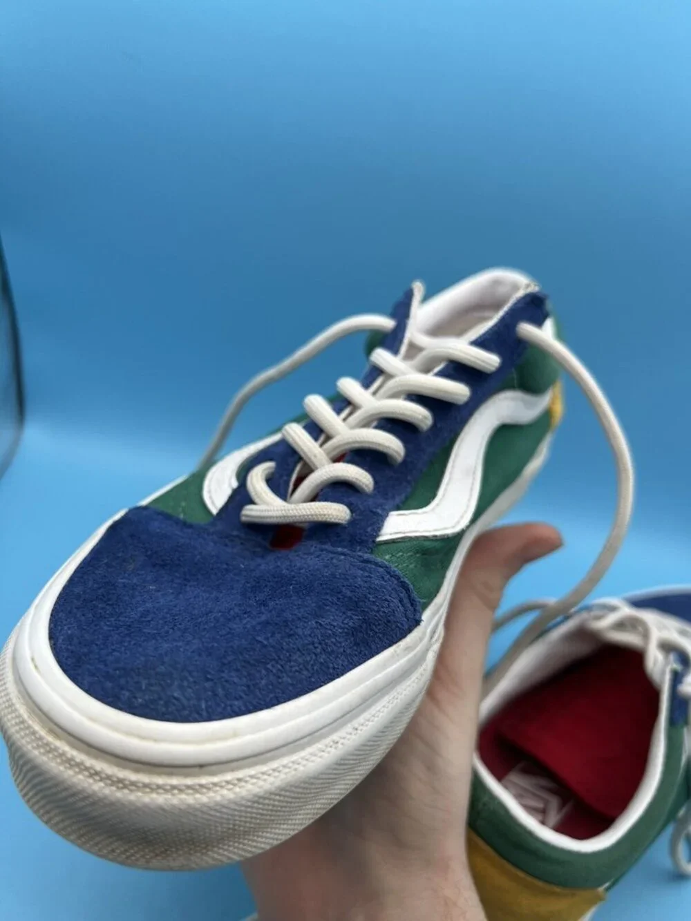 Vans Off The Wall Lace Up Shoes Men Size 6 Skateboard Red Blue Green Multi